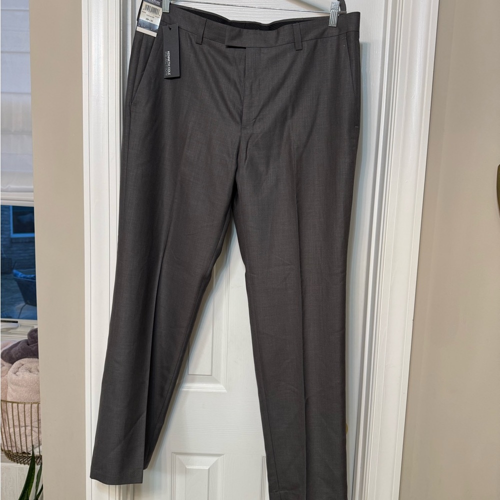 Kenneth Cole Reaction Gray Dress Pants Classic Straight-Leg
